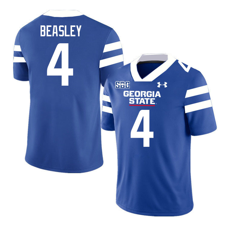 Georgia State Panthers #4 CJ Beasley College Football Jerseys Stitched-Blue